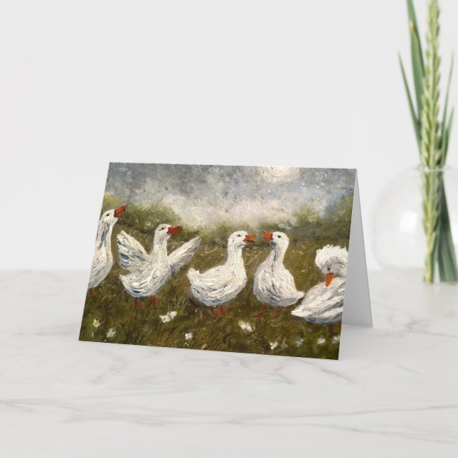 Carte Quiet Quack: White Duck Starry Night Goose (Devant)