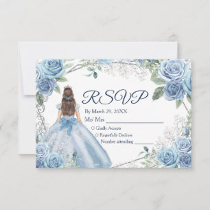 Carte Quinceañera 15 Anos Dusty Blue RSVP