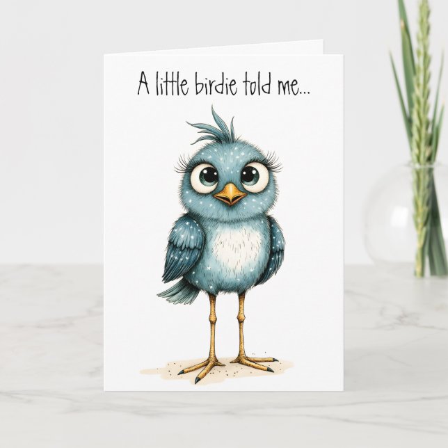 Carte Quirky Blue Bird Cute Happy Birthday Greeting (Devant)