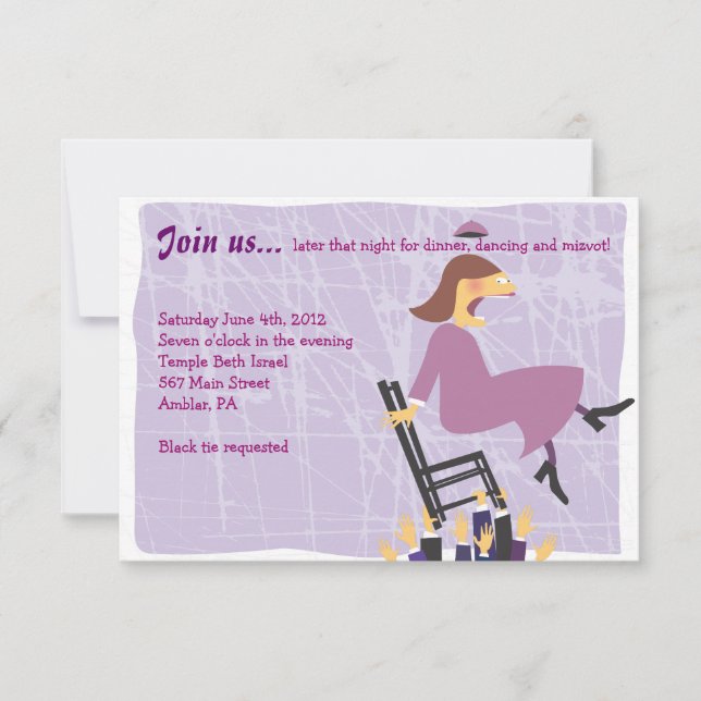 Carte Quirky Femme Bat mitzvah Réception (Devant)