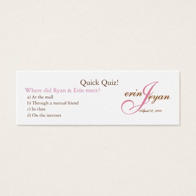 Carte Quiz mariage (Devant)