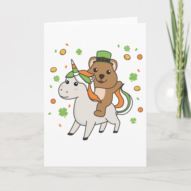 Carte Quokka avec licorne de la Saint-Patrick Irla (Devant)