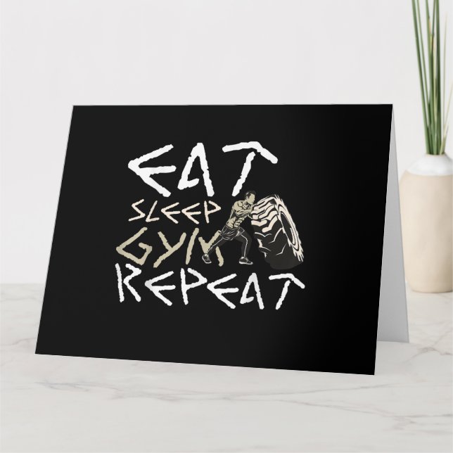 Carte Quota Eat Sleep Gym Repeat Funny (Devant)