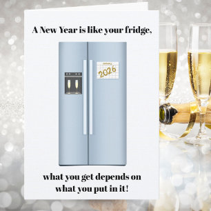 Carte Qu'y a-t-il dans votre frigo de Nouvel An ? Bonne