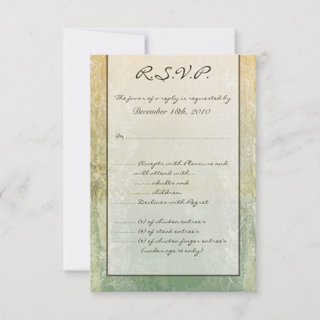 Carte R.S.V.P 3,5 x 5 Vintage Floral (Devant)
