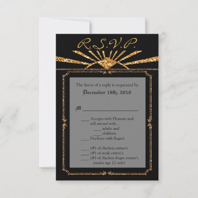 Carte R.S.V.P. 3,5x5 - Art Déco Roaring 20s GATSBY (Devant)