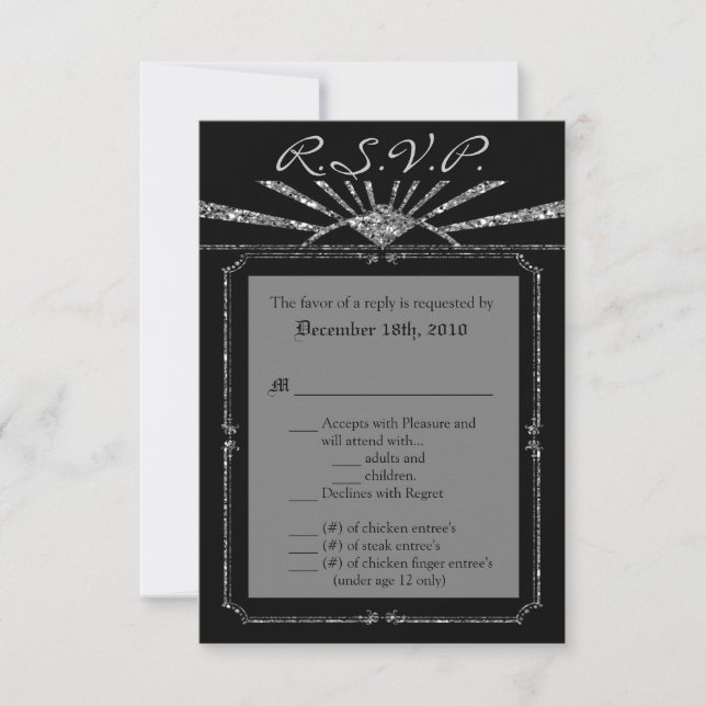 Carte R.S.V.P. 3,5x5 - Art Déco Roaring 20s GATSBY (Devant)