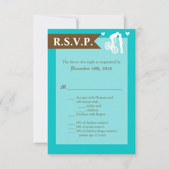Carte R.S.V.P. 3.5x5 Love Couple Ado à vélo (Devant)