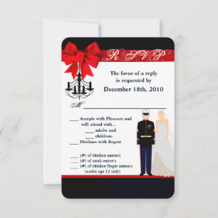 Carte R.S.V.P. 3,5x5 Marine Uniform Groom Bride