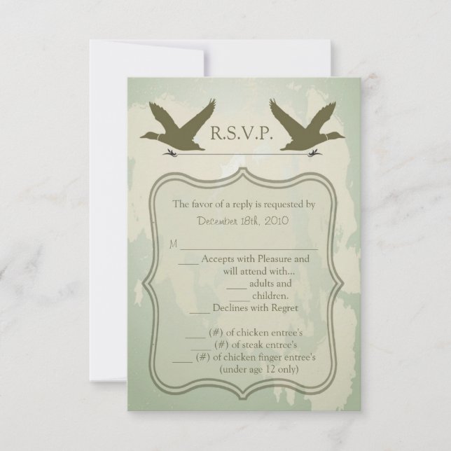 Carte R.S.V.P. 3,5x5 Pays Chasse au canard Rustiqu (Devant)