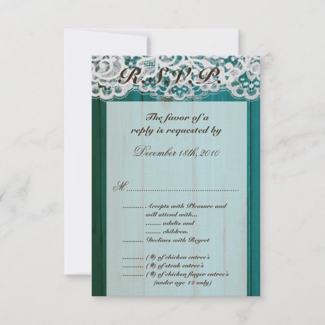 Carte R.S.V.P 3,5x5 Turquoise Wood (Devant)