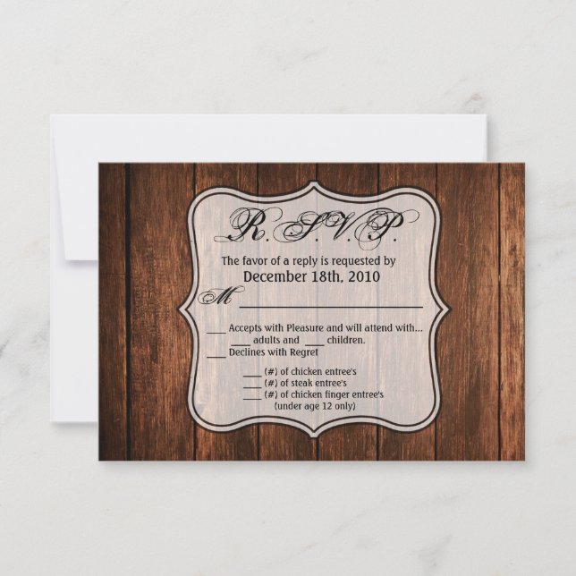 Carte R.S.V.P 5x3.5 Barne Bois Pays rustique (Devant)