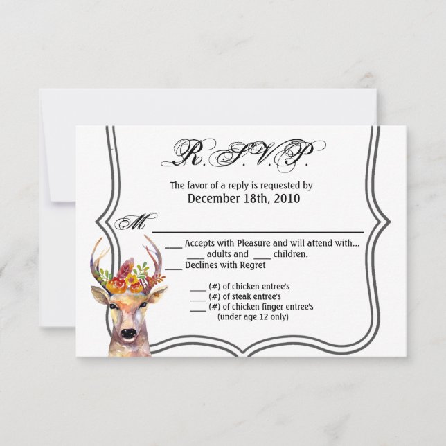 Carte R.S.V.P. 5x3.5 Cerf de bouc géométrique Buck (Devant)