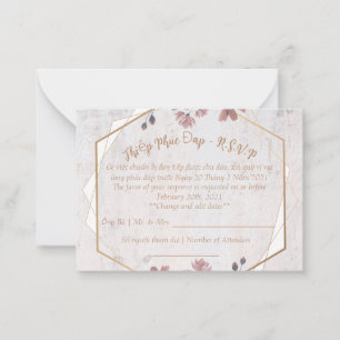 Carte R.S.V.P à mariage floral rose