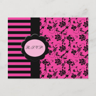 Carte R.S.V.P rose et noir