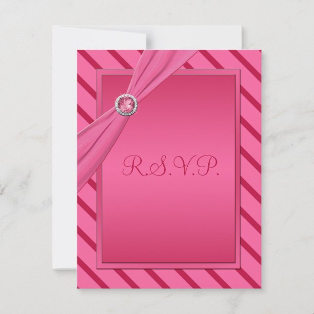 Carte R.S.V.P. rose et rouge (Devant)