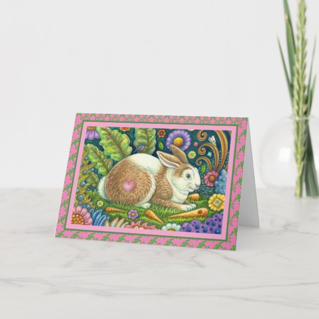 CARTE RABBIT D'ART FOLAIRE, OISEAU DE BLUEBÈRE, JARDIN S (Devant)