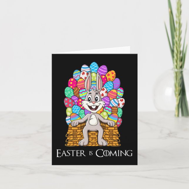 Carte Rabbit Pâques Panier Oeuf Trône Amusants Garçons F (Devant)
