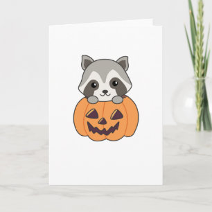 Carte Raccin En Citrouille Sweet Raccoon Halloween heure