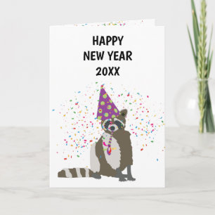 Carte Raccoon - Animaux Fêtes Nouvel An