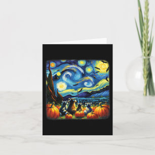 Carte Raccoon Automne Halloween Van Gogh Starry Night Pu