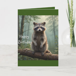 Carte Raccoon dans la forêt