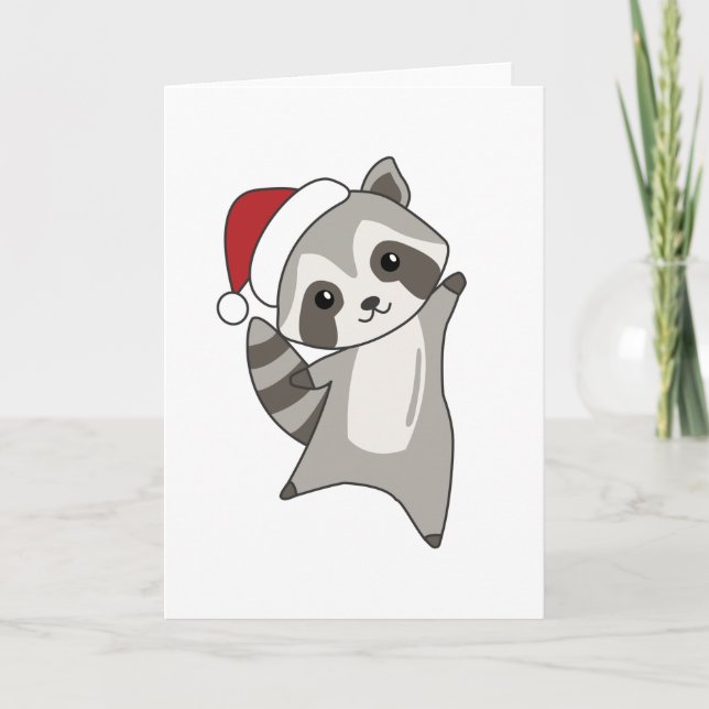 Carte Raccoon Noël Neige hiver Raccoon (Devant)