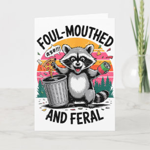 Carte Raccoon Rétro Amusant Vintage Grossier & Sauvage