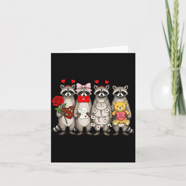 Carte Raccoon Valentines Day Funny Feral Raccoon Love He (Devant)