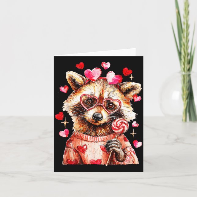 Carte Raccoon Valentines Day Funny Feral Raccoon Love He (Devant)