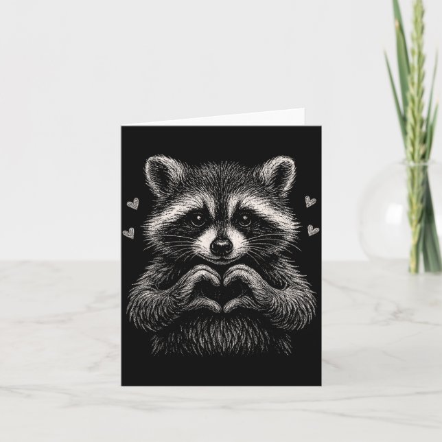 Carte Raccoon Valentines Day Funny Feral Raccoon Love He (Devant)