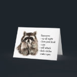 Carte RaccoonTotem, Animal Guide Funny Birthday<br><div class="desc">Raccoon Totem,  Animal Guide Inspirational and spiritual but funny card is a perfect Birthday card for the person in your life who displays all these characteristics .</div>