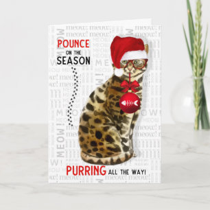 Carte Race de chat Bengal drôle de Noël