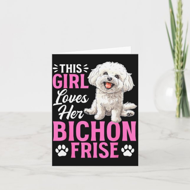 Carte Race de chien Bichon Frise Cette fille aime son Bi (Devant)