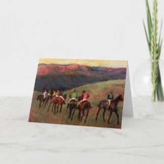 Carte Racehores dans un paysage jockeys cheval art Degas