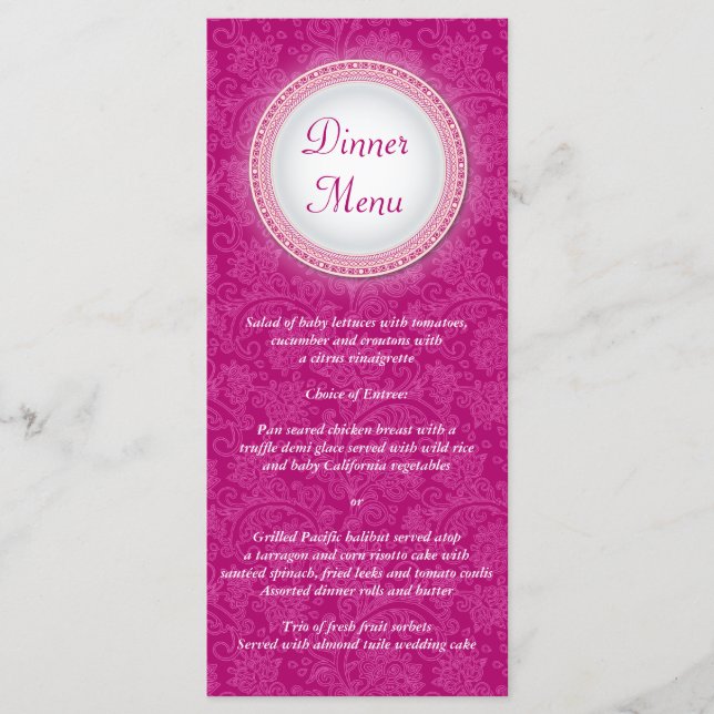 Carte Rack Baroque Fuchsia Plaque Menu (Devant)