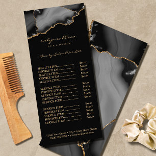 carte rack de liste de prix de l'agate d'or noir