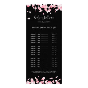 Carte rack de liste de prix pour pétales en baisse