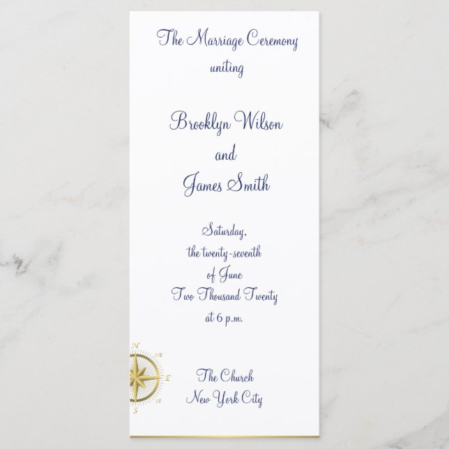 Carte rack des programmes de cérémonie de Mariage  (Devant)