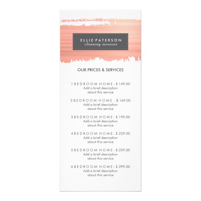 Carte rack du menu Service personnalisable (Devant)