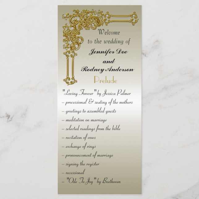 Carte rack du programme de mariage (Devant)
