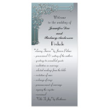 Carte rack du programme de mariage bleu et argent