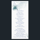 Carte rack du programme de mariage Peacock Glitter<br><div class="desc">Tout simplement élégant programme de mariage avec une plume de paon dans les tons bleu et vert qui ressemble à une parties scintillant sur un arrière - plan blanc simple. Le dos répète le motif avec une zone pour insérer votre photo. Customisez facilement le texte à votre choix.</div>