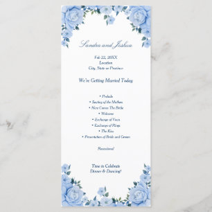 Carte rack du programme de mariage Rose bleu