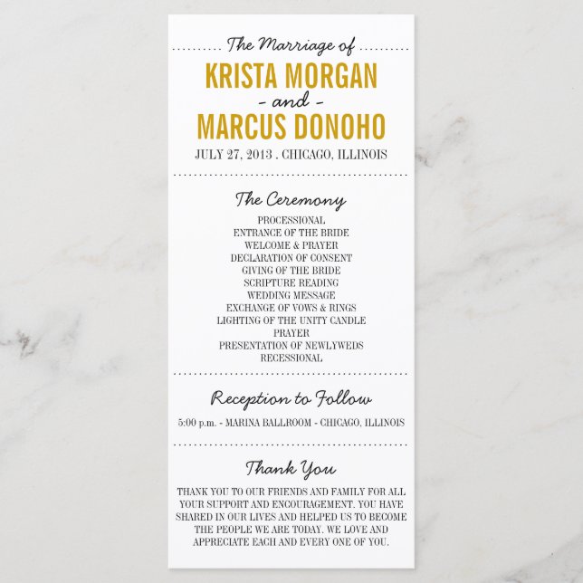 Carte rack du programme de mariage Silhouettes sim (Devant)