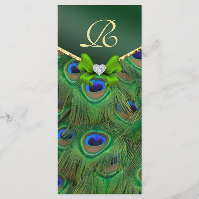 Carte rack Emerald Green Peacock Programme de mari (Devant)