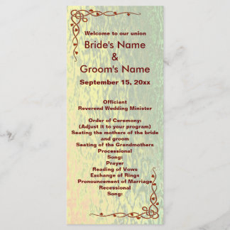 Carte rack Mariage vert et jaune des tons d'automn