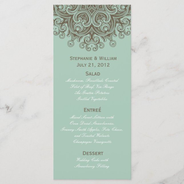 Carte rack vintage Basil Blue Mariage Menu (Devant)