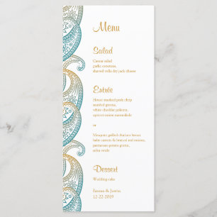 Carte Rackcard turquoise et Gold Paisley Indian Ma