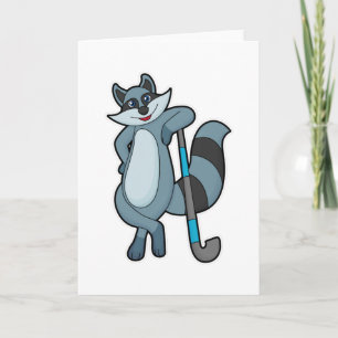 Carte Racoon à Hockey avec bâton de hockey